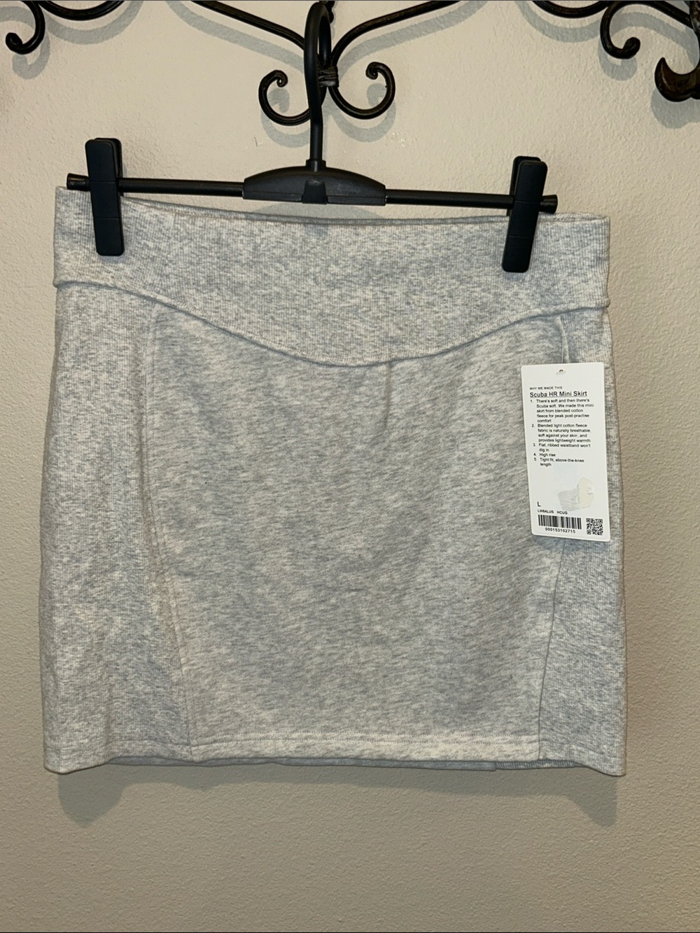 LULULEMON SCUBA HIGH RISE MINI SKIRT GRAY SIZE LARGE NWT